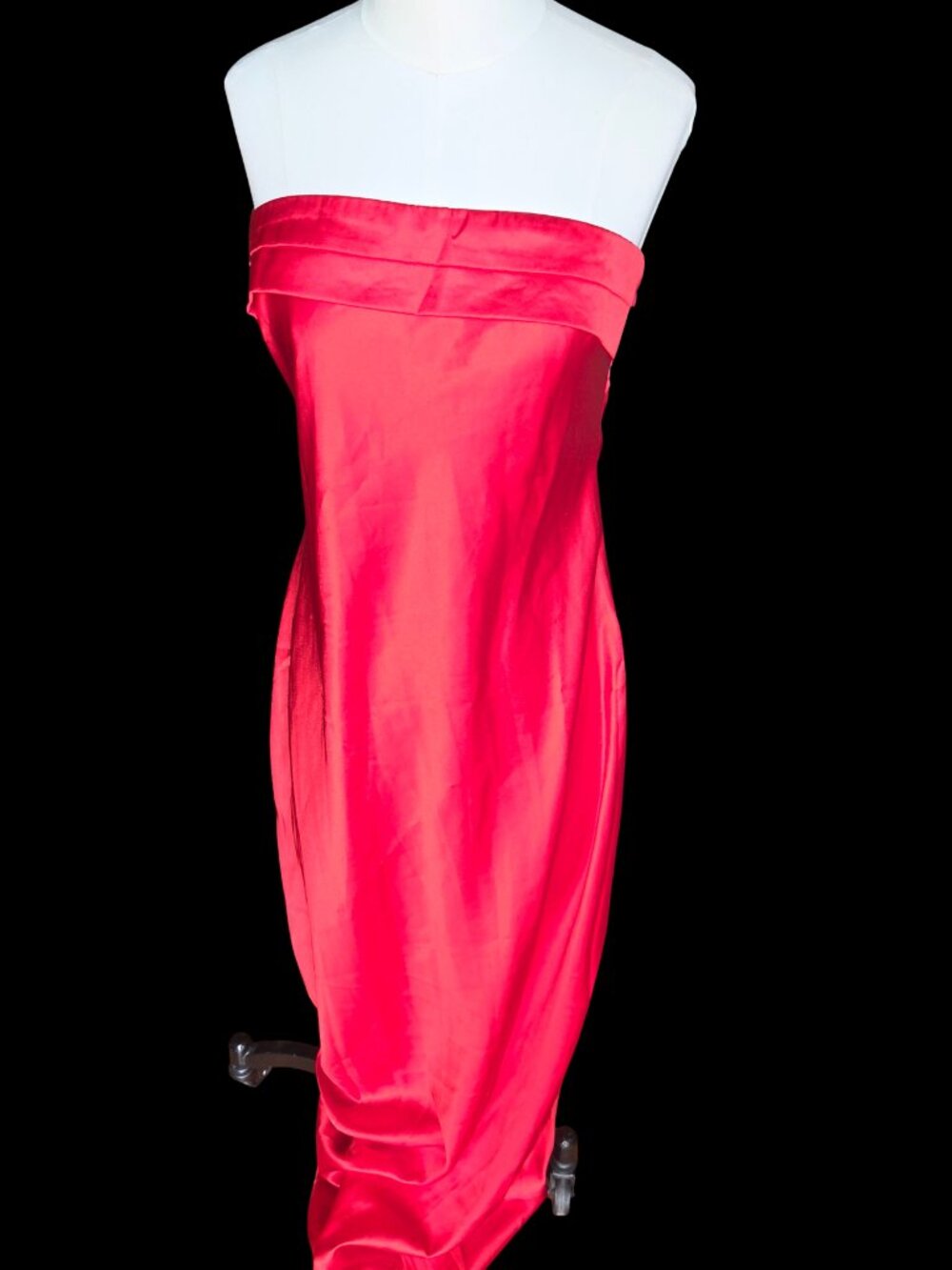 Love & Lemonade Red Satin Strapless Maxi Gown Size XL